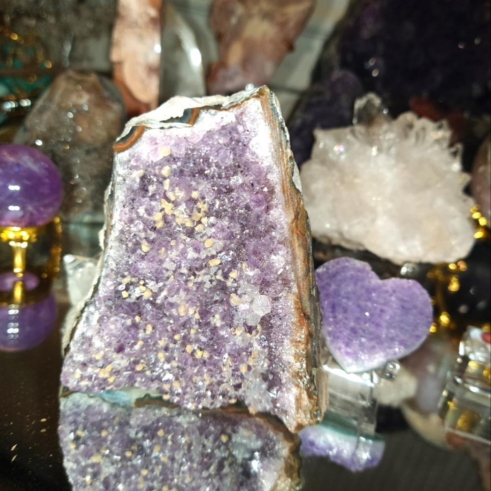 Amethyst Druzy Cut Base Tower with Calcite Sprinkles